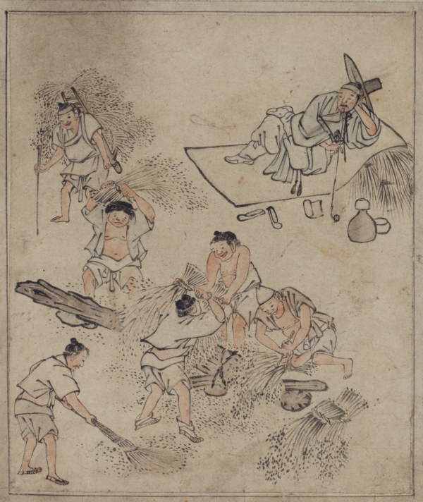 타작, 《단원풍속도첩》, 김홍도, 조선 18세기, 사진 제공 국립중앙박물관