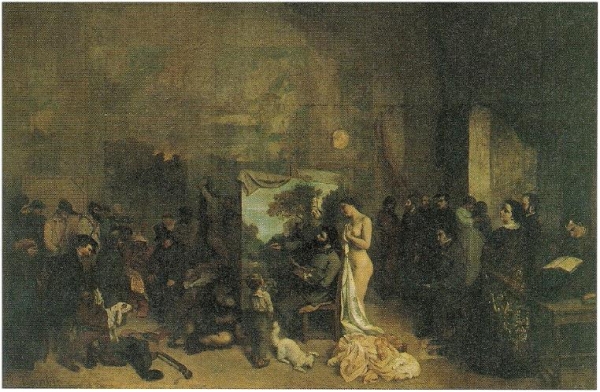 '화가의 아틀리에'-1855년, 캔버스에 유채, 359* 598, 파리 오르세 미술관 소장