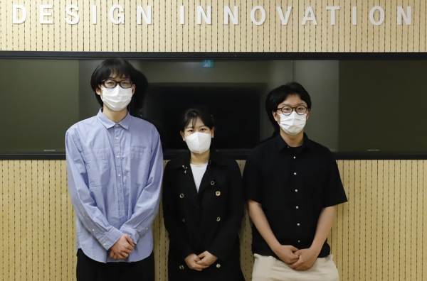 (왼쪽부터)장기표 학생, 민자경 교수, 김동준 학생