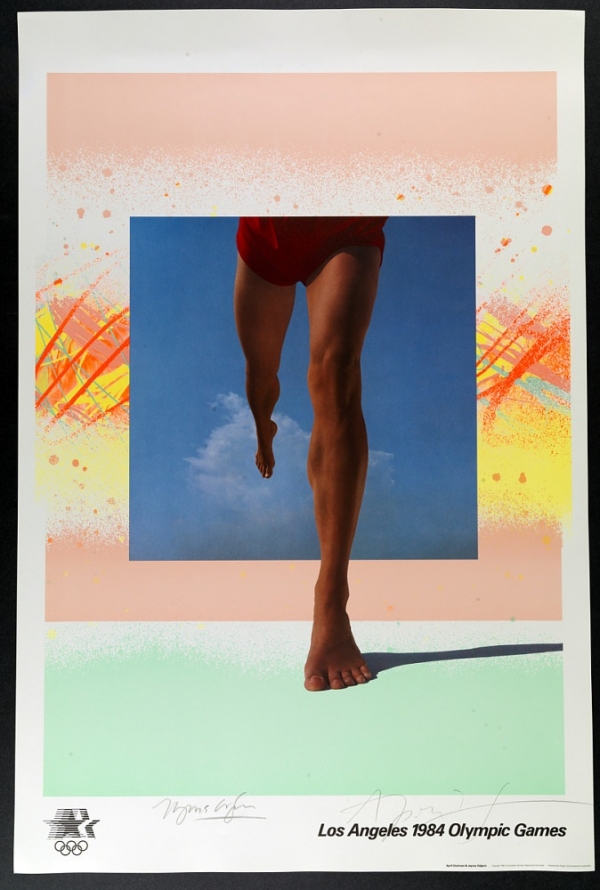 그레이만이 디자인한 1984년 LA 올림픽 포스터. 시각적 환각을 불러일으킨 수작으로 꼽힌다.