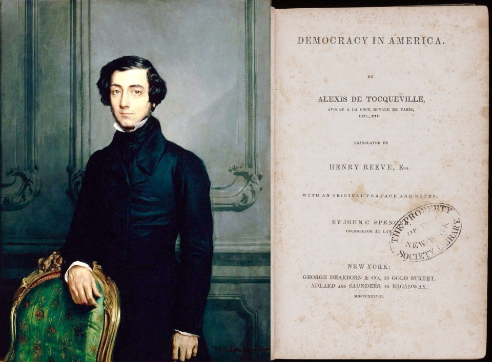 미국의 민주주의』를 쓴 정치철학자 토크빌은 주민들의 정치 참여, 즉 풀뿌리 민주주의가 민주주의 발전에 필요한 요소로 진단했다. 사진=베르사유 궁전(왼쪽), 예일대 바이네케 고문서 도서관(오른쪽)
