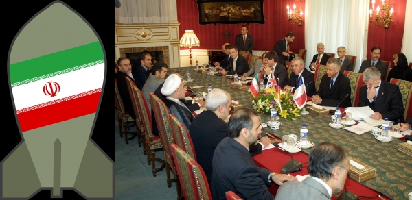 [사진] 이란 핵무기 풍자 만화(왼쪽)와 이란 핵 협상 EU장관회의(오른쪽). 사진=픽사베이(왼쪽), 위키피디아(오른쪽)