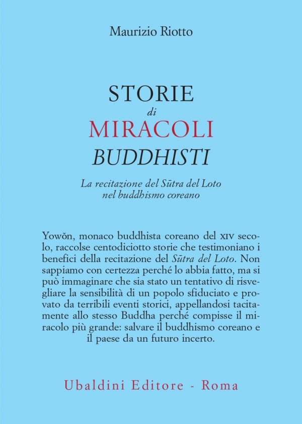 마우리찌오 리오또 교수 저,  'STORIE di MIRACOLI BUDDHISTI' 표지 사진