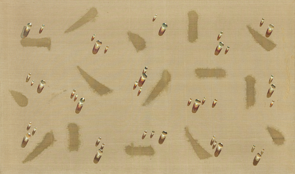 김창열, 「회귀」, 1987, 캔버스에 유채, 195X330cm.