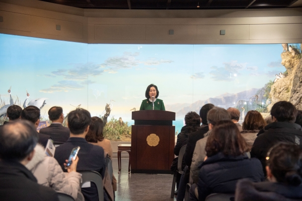 22일 이화여대 자연사박물관 특별기획전 개막식에 참석한 김은미 총장