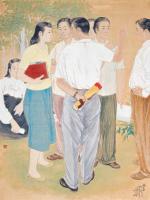 「청년도」, 1956년, 종이에 수묵채색, 212x160cm, 서울대학교 미술관.